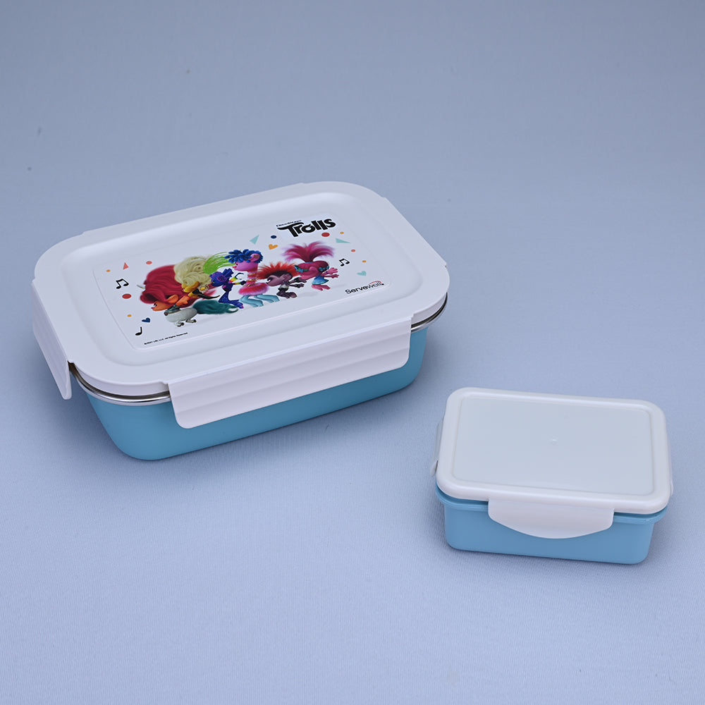 Bite Single Wall Lunch Box with Container 650 ml - Trolls