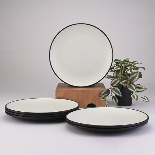 6 pc Buffet Plate Set 2Tone 32 cm - Black + Green