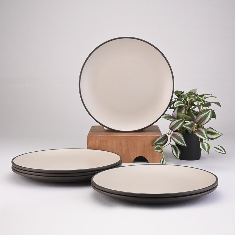 Dinner Plate Set 6pc Two Tone 26.5 cm - Terraclay + Brown