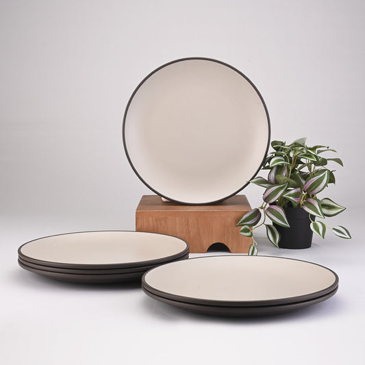 6 pc Dinner Plate Set 2Tone 26.5 cm - Terraclay + Brown