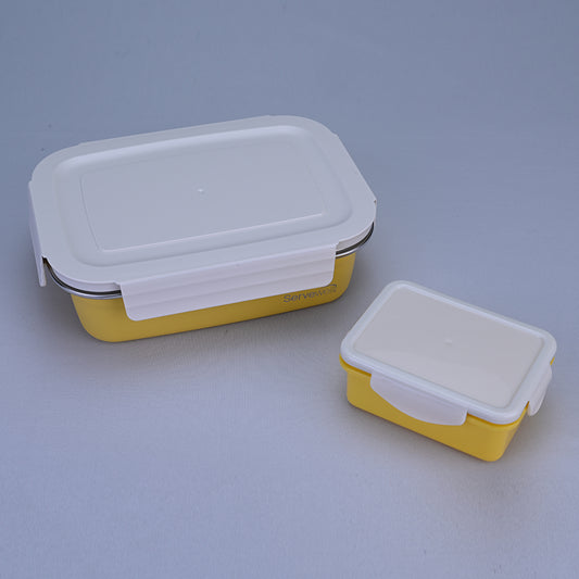 Bite Single Wall Lunch Box with Container 1000 ml - Yellow