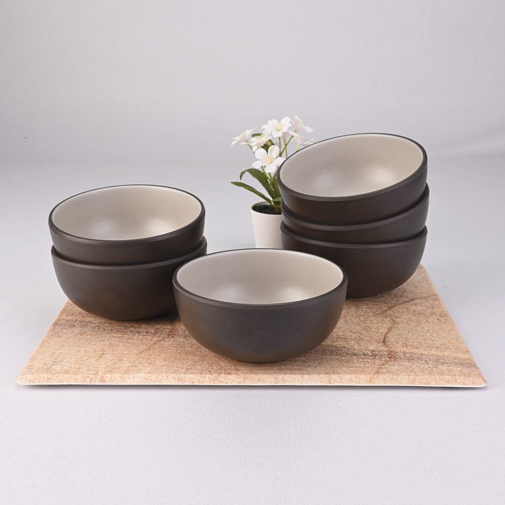 Soup Bowl Set 6pc Two Tone 12.3 cm - Terraclay + Brown