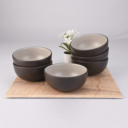 Soup Bowl Set 6pc Two Tone 12.3 cm - Terraclay + Brown