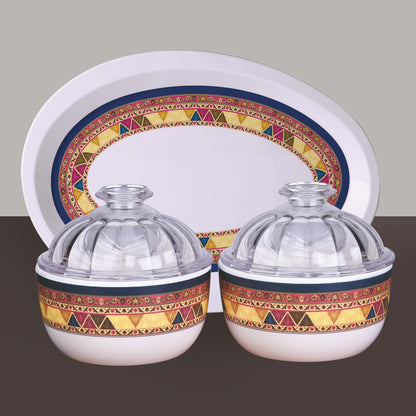 3 pc Candy Bowl w/Rim Tray Serving Set - Amer