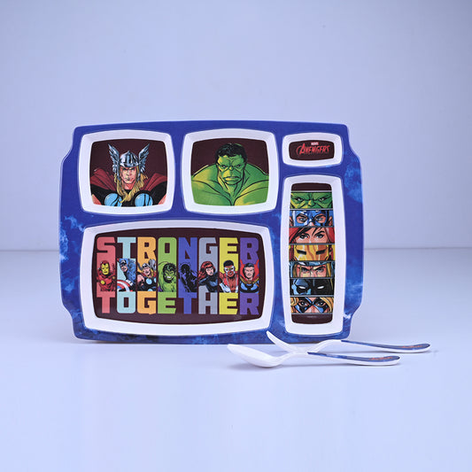 3 pc Rect 5Plate Fork & Spoon Set - Avengers