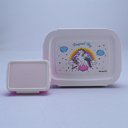 Bite Single Wall Lunch Box with Container 1000 ml - Unicorn