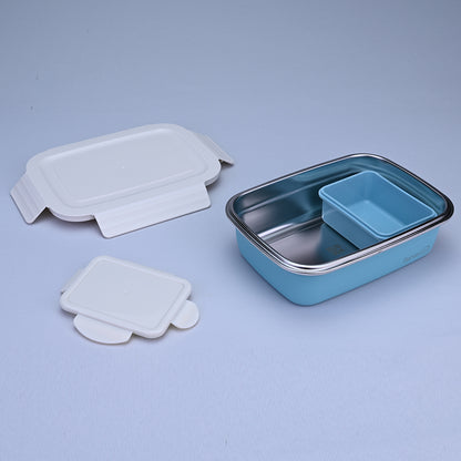 Bite Single Wall Lunch Box with Container 1000 ml - Blue