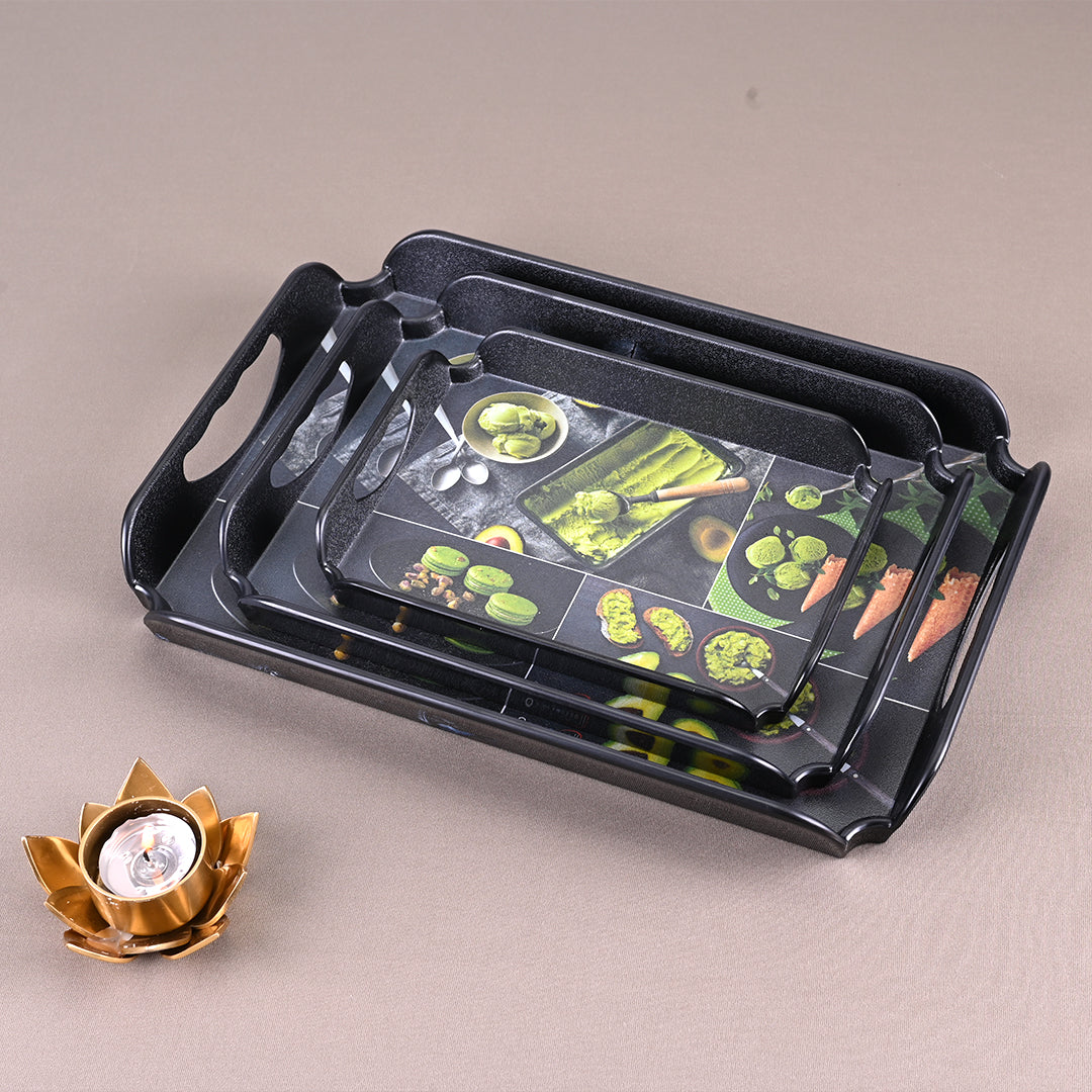 3 pc Elegant Trays Set - Avacado