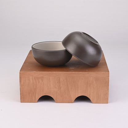 Katori Set 6pc Two Tone 9.5 cm - Terraclay + Brown