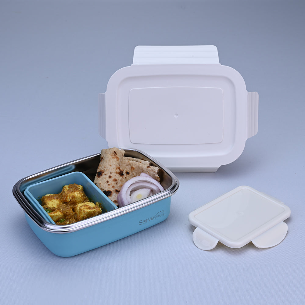 Bite Single Wall Lunch Box with Container 1000 ml - Blue