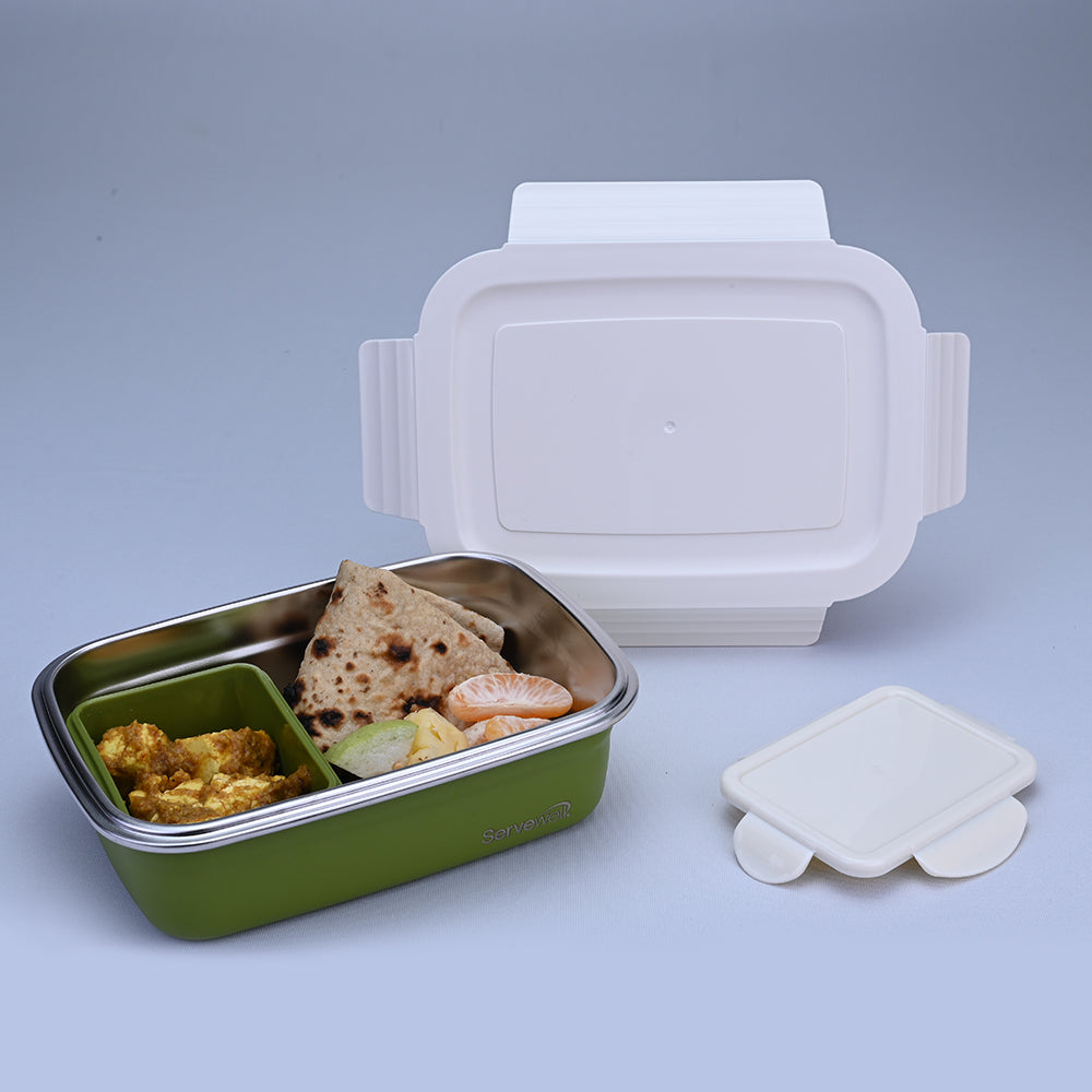 Bite Single Wall Lunch Box with Container 650 ml - Green