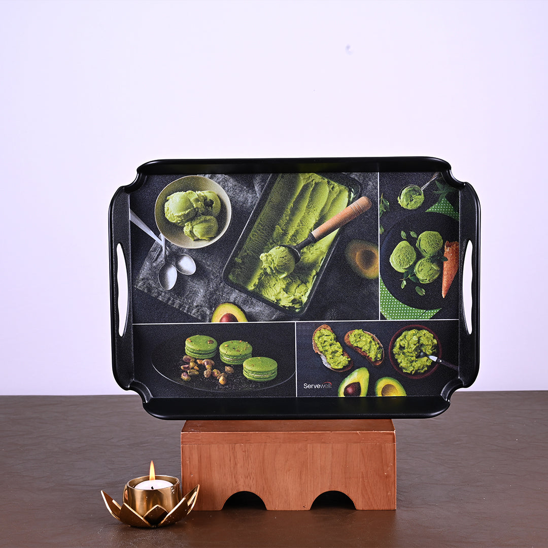 3 pc Elegant Trays Set - Avacado