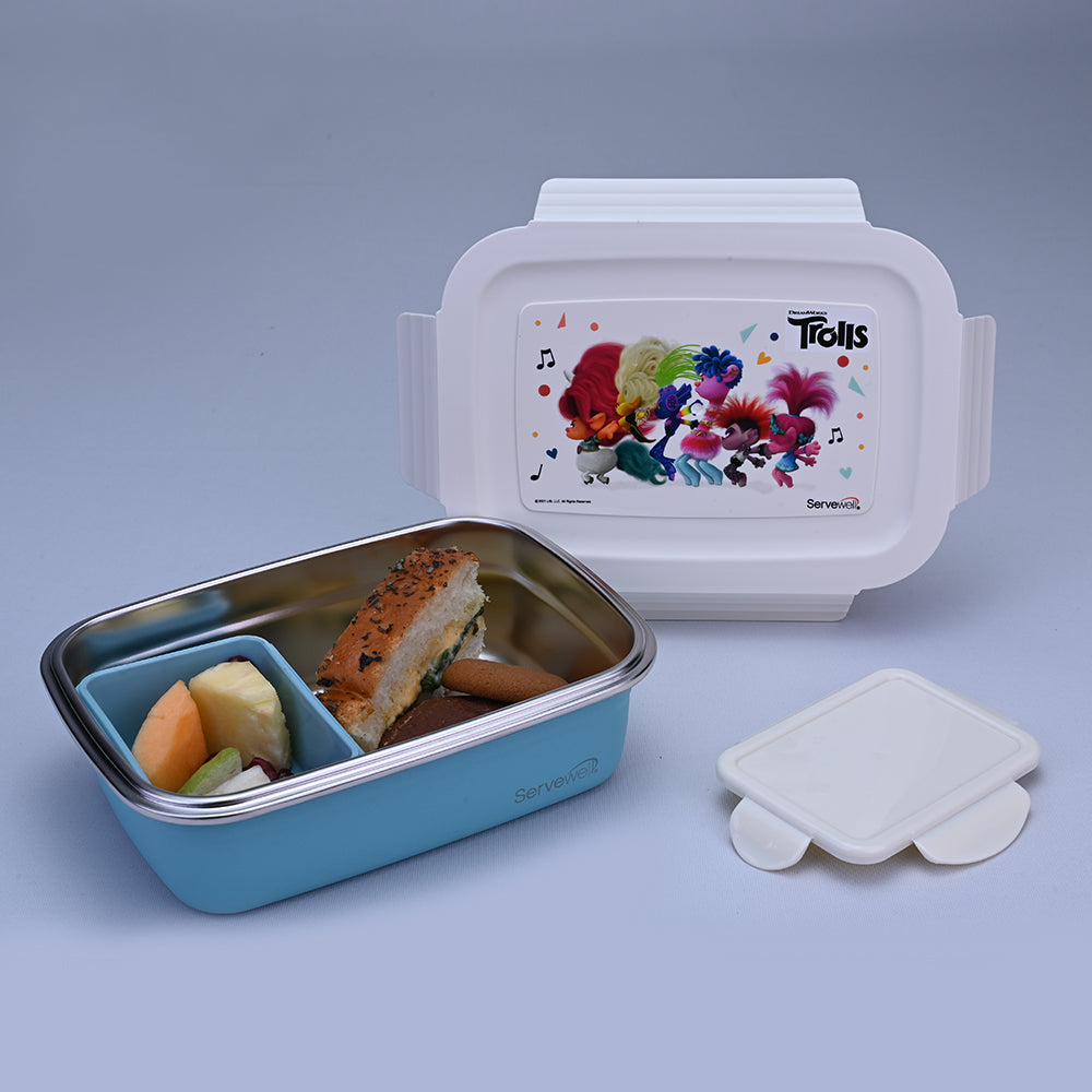 Bite Single Wall Lunch Box with Container 650 ml - Trolls