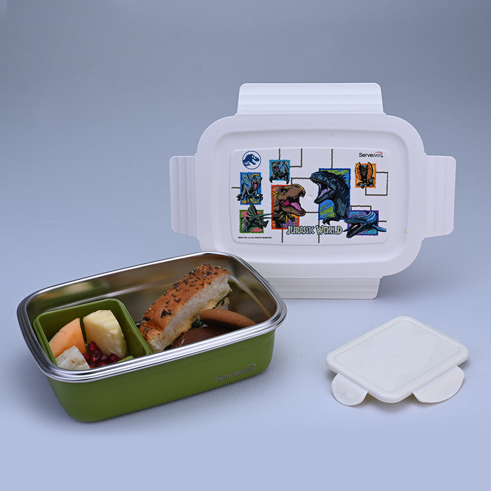 Bite Single Wall Lunch Box with Container 1000 ml - Jurassic World