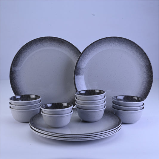 18 pc Dinner Set Gravel - Dot Silver