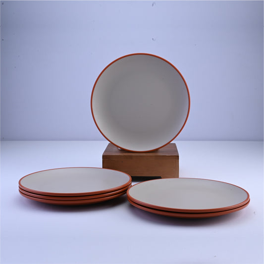 6 pc Dinner Plate Set 2 Tone 26.5 cm - Terracota and Brown