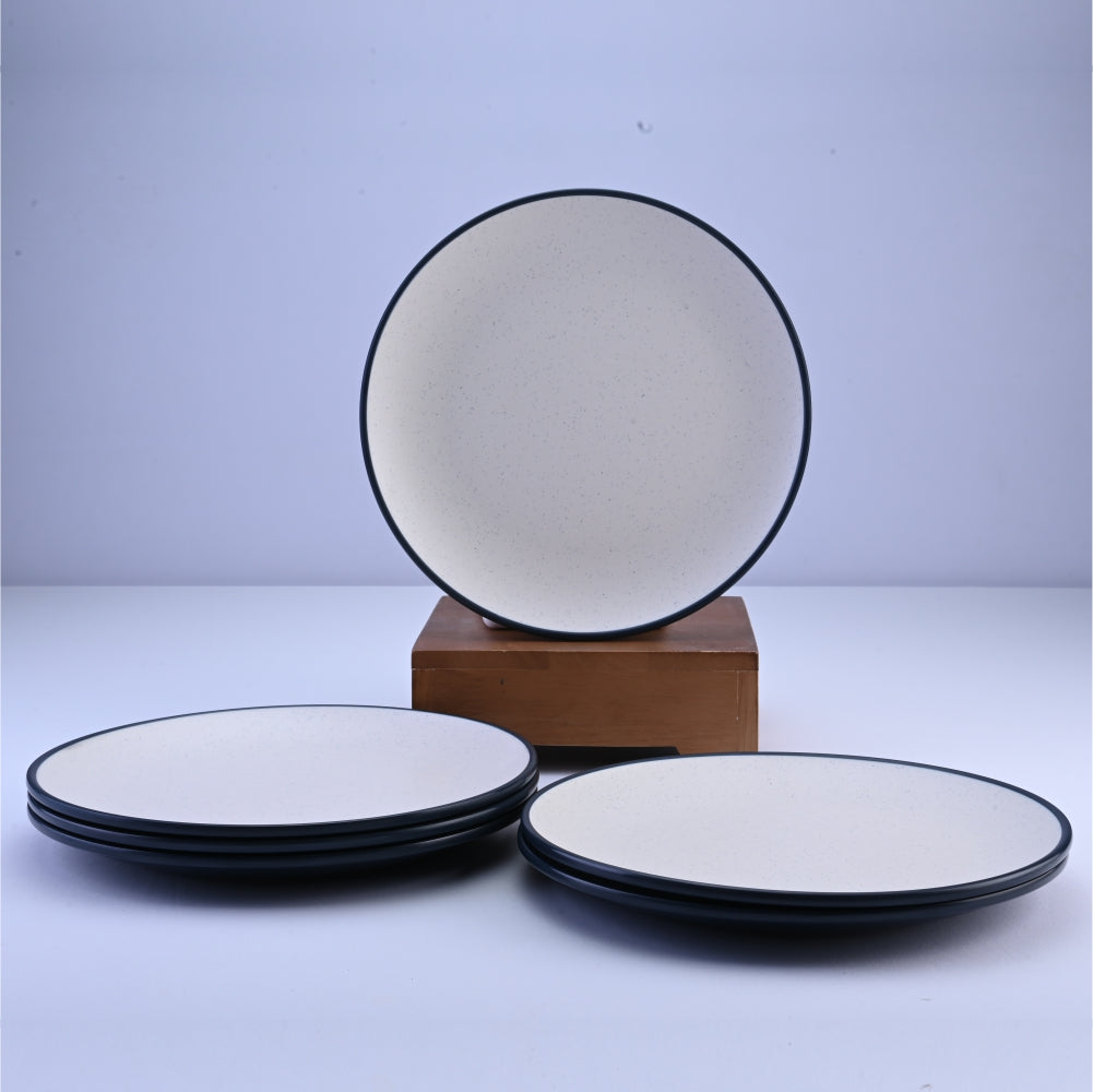 6 pc Dinner Plate Set 2 Tone 26.5 cm - Navy and Dot Cream