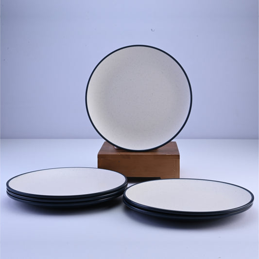 6 pc Dinner Plate Set 2 Tone 26.5 cm - Navy and Dot Cream