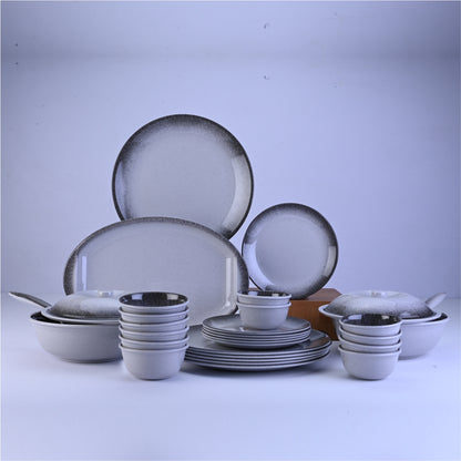 31 pc Dinner Set Gravel - Dot Silver