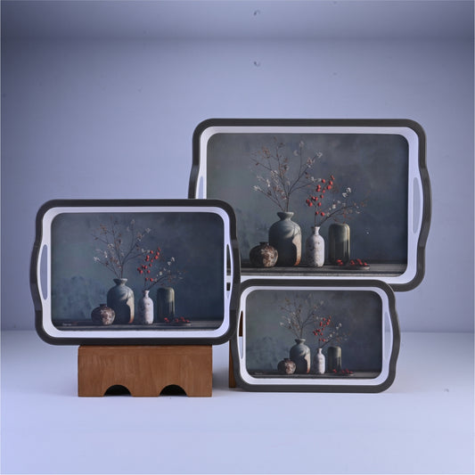3 pc Tray Set Sturdy - Vase Art