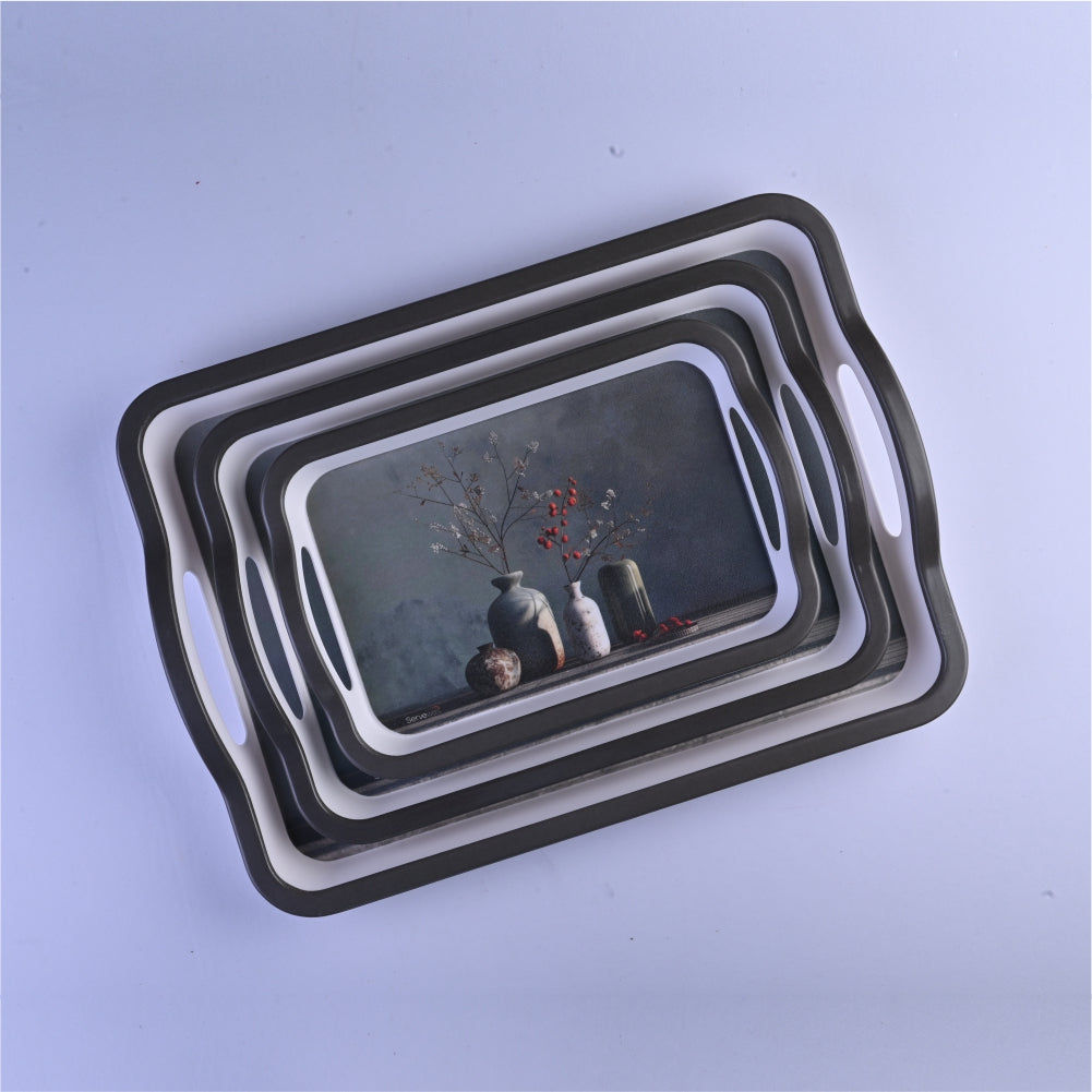 3 pc Tray Set Sturdy - Vase Art