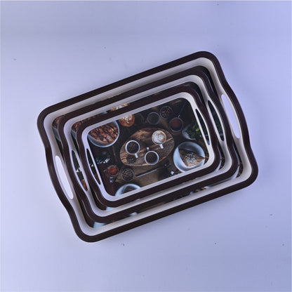 3 pc Tray Set Sturdy - Coffee Burst