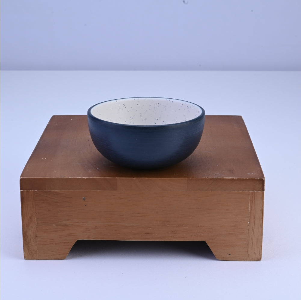 6 pc Veg Bowl Set 2 Tone 10 cm - Navy and Dot Cream