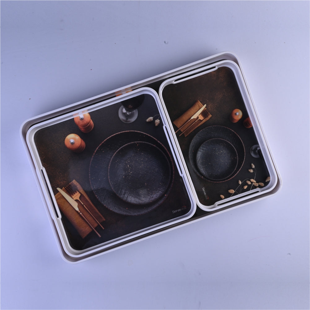 3 pc Tray Set Splendor - Stone