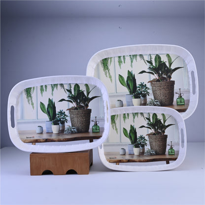 3 pc Tray Set Zebra - Greenery