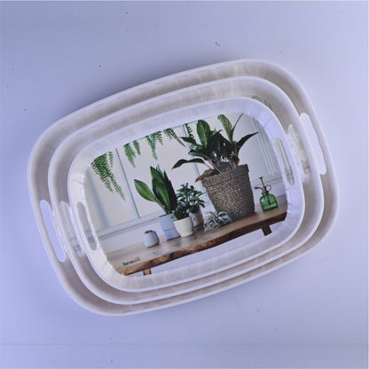 3 pc Tray Set Zebra - Greenery