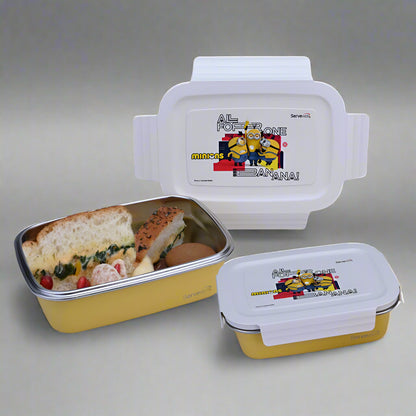 Bite Single Wall Lunch Box with Container 1000 ml - Minions