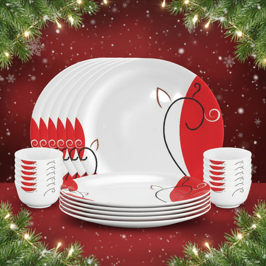 18pc Dinner Set Round - Retro Red