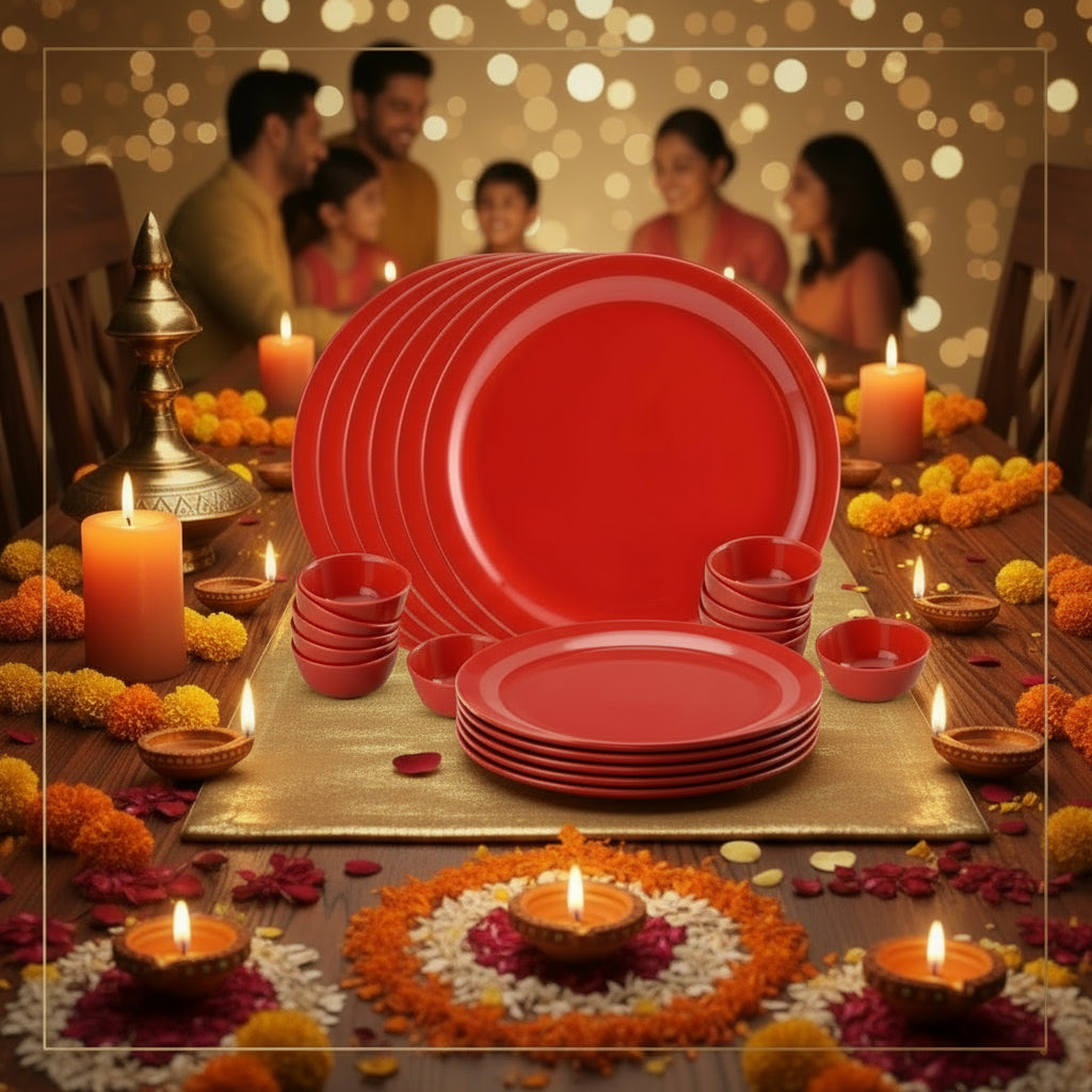 18pc Dinner Set - Red