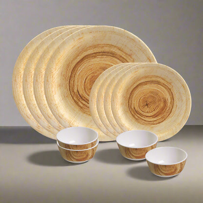 12 pc Dinner Set Rnd - Twirl Wood