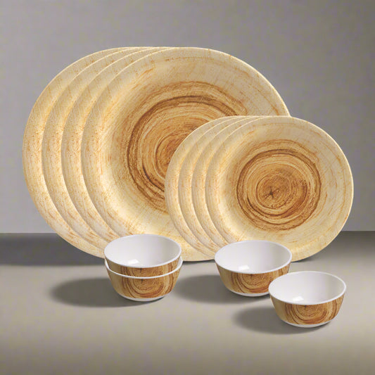 12 pc Dinner Set Rnd - Twirl Wood
