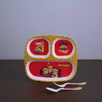 3 pc Rect 3Plate Fork & Spoon Set - Minions
