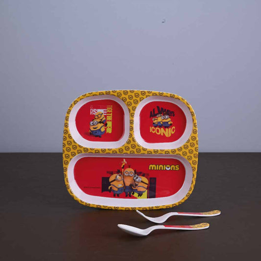 3 pc Rect 3Plate Fork & Spoon Set - Minions