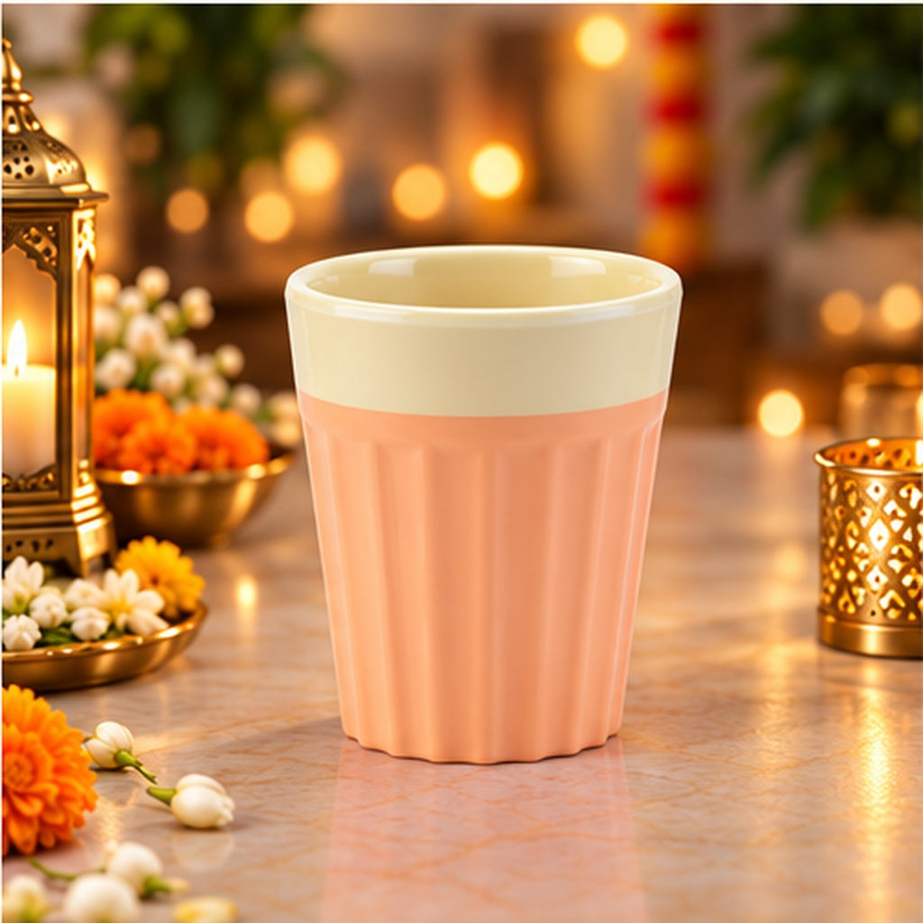 6pc 2 Tone Chai Glass Set - Pastel