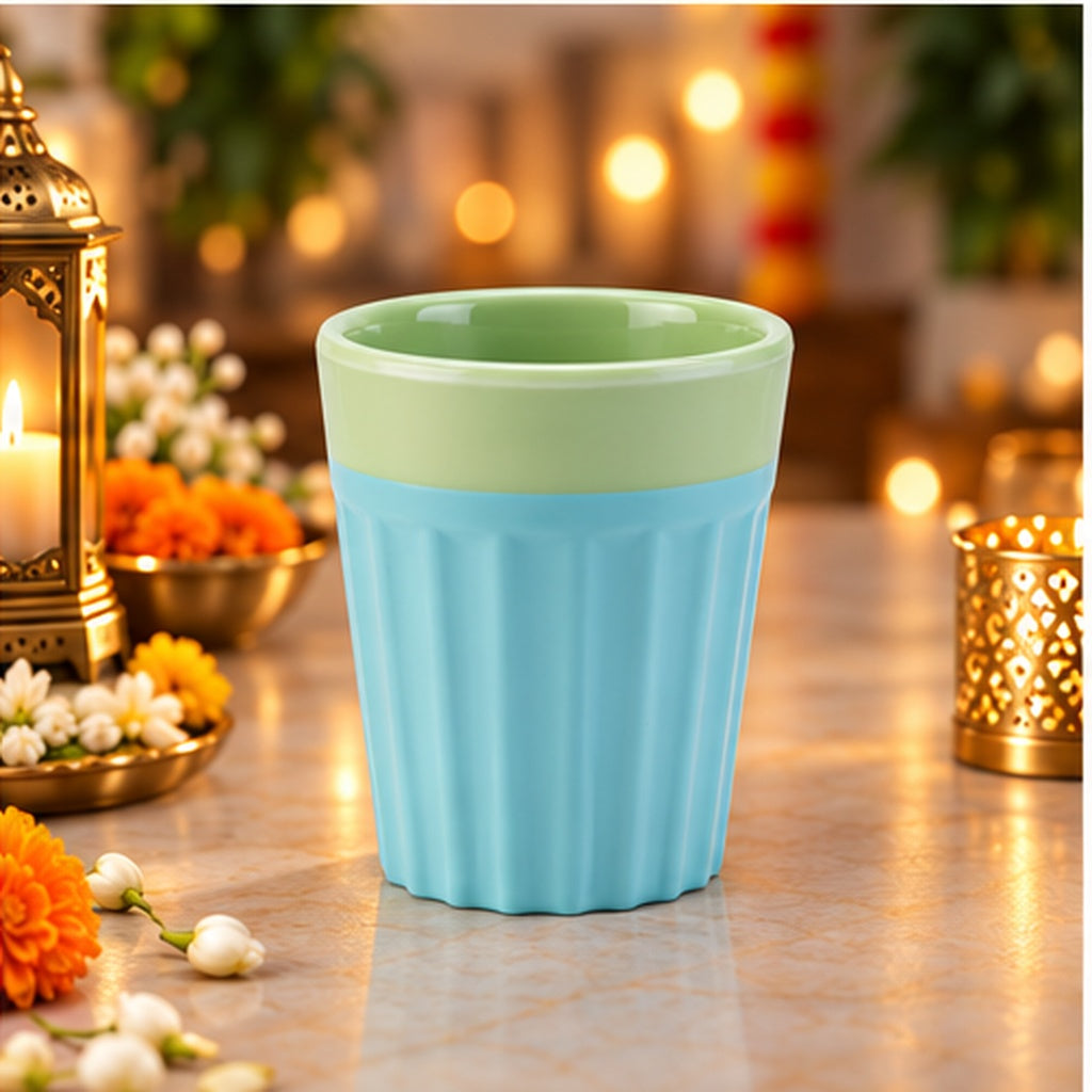 6pc 2 Tone Chai Glass Set - Pastel