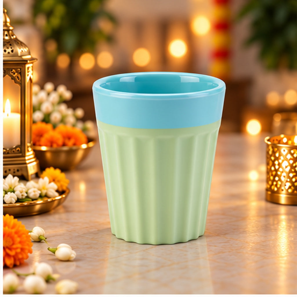 6pc 2 Tone Chai Glass Set - Pastel
