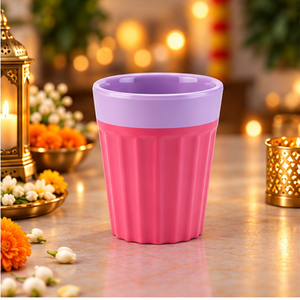 6pc 2 Tone Chai Glass Set - Pastel