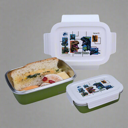 Bite Single Wall Lunch Box with Container 1000 ml - Jurassic World