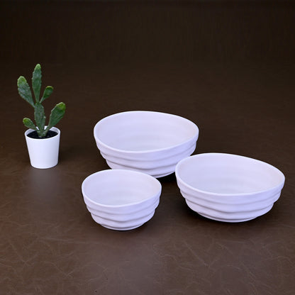 Serveware: Dimple Matte Bowl Set 2 pc - White