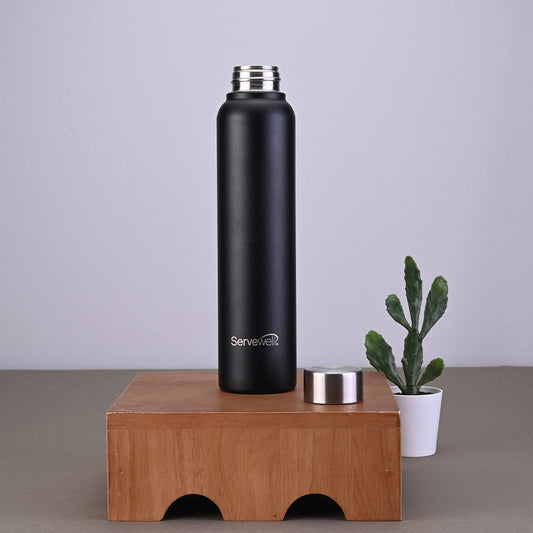 Sleek SS Single Wall Bottles - Jet Black