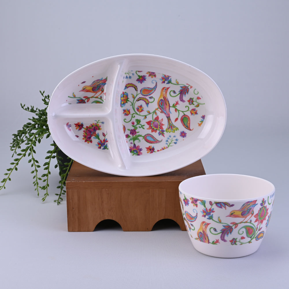 Servewell Boat 3 Part and Sydney Bowl Medium Sanskriti Set 2 pc - Chidiya