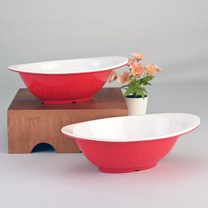 Geo Ovl Bowl (2Tone) Set 2 pc - Red