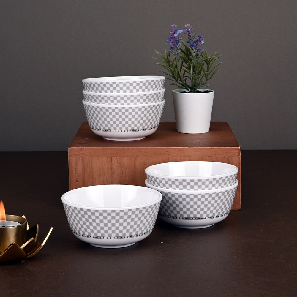 12 pc Soup Bowl with Spoon Set - Checkers