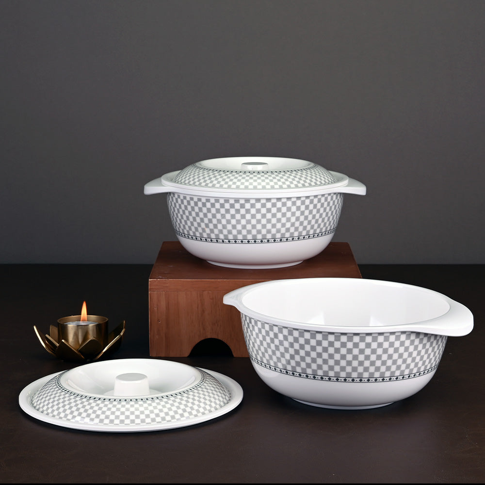 4 pc Serving Bowl with Lid Set 19 cm Checkers Servewell Dinnerware