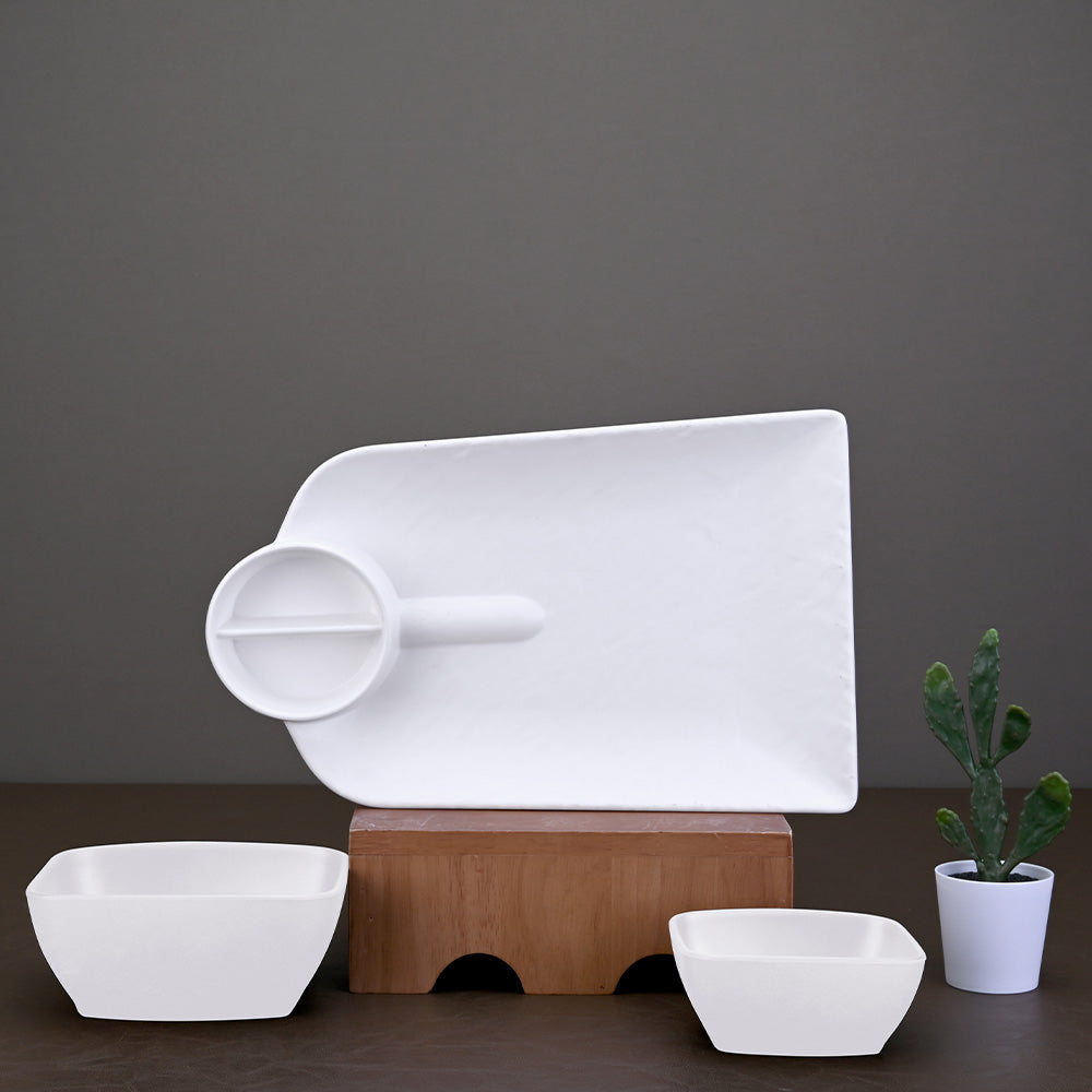 Serveware: Spade Platter and Bowl Set 3 pc - White