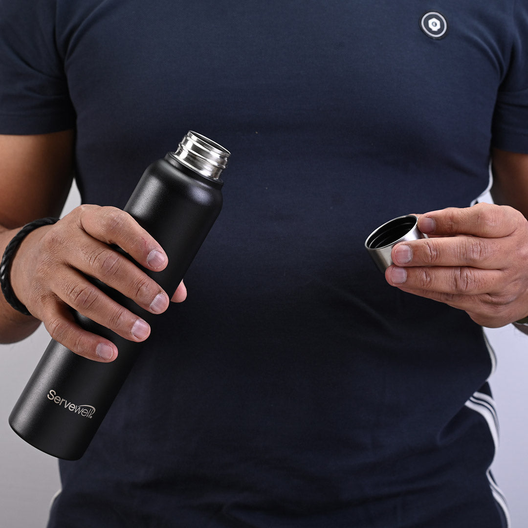 Sleek Single Wall Bottles Jet Black